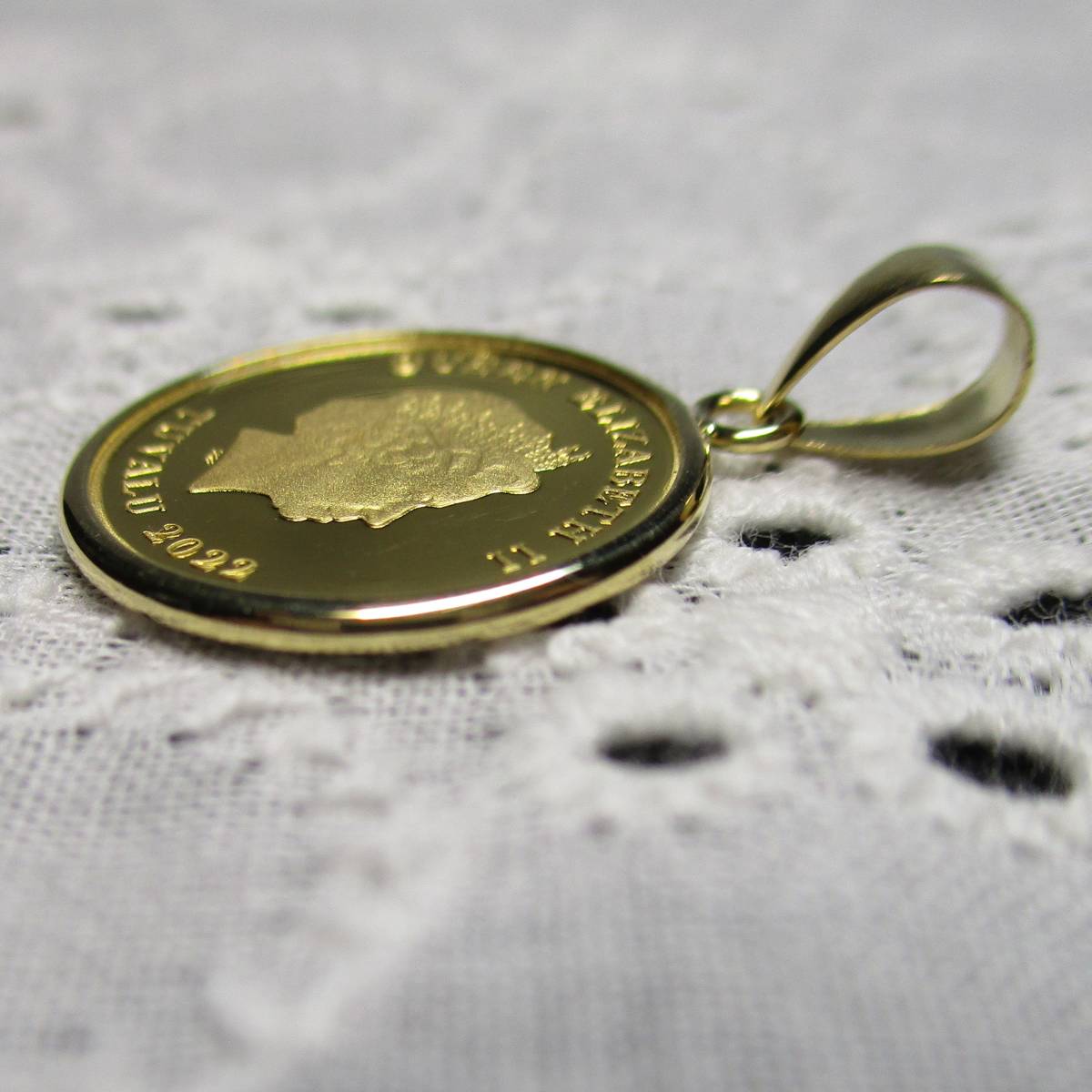 [24 золотой /18 золотой ] шланг монета 1/25 унция золотая монета подвеска с цепью задняя поверхность Elizabeth женщина . женский 