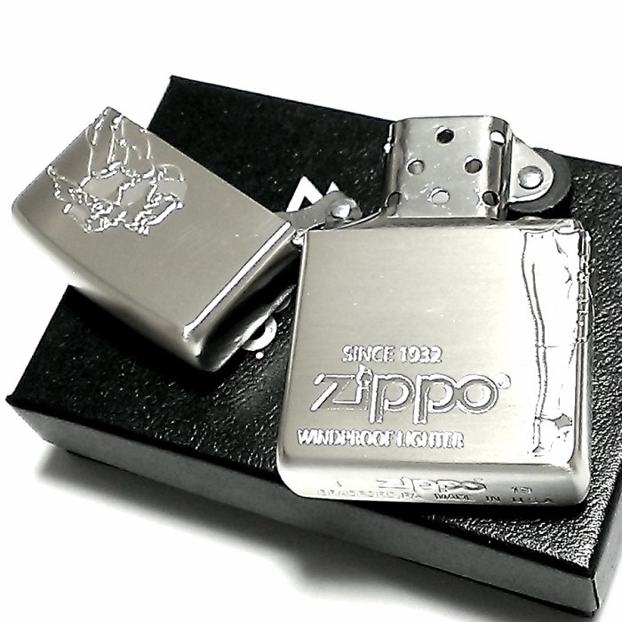 ZIPPO ライター ウィンディ ２面加工 ジッポーガール 彫刻 シルバーサテン クラシック オールドデザイン 可愛い レトロ おしゃれ メンズ_画像6