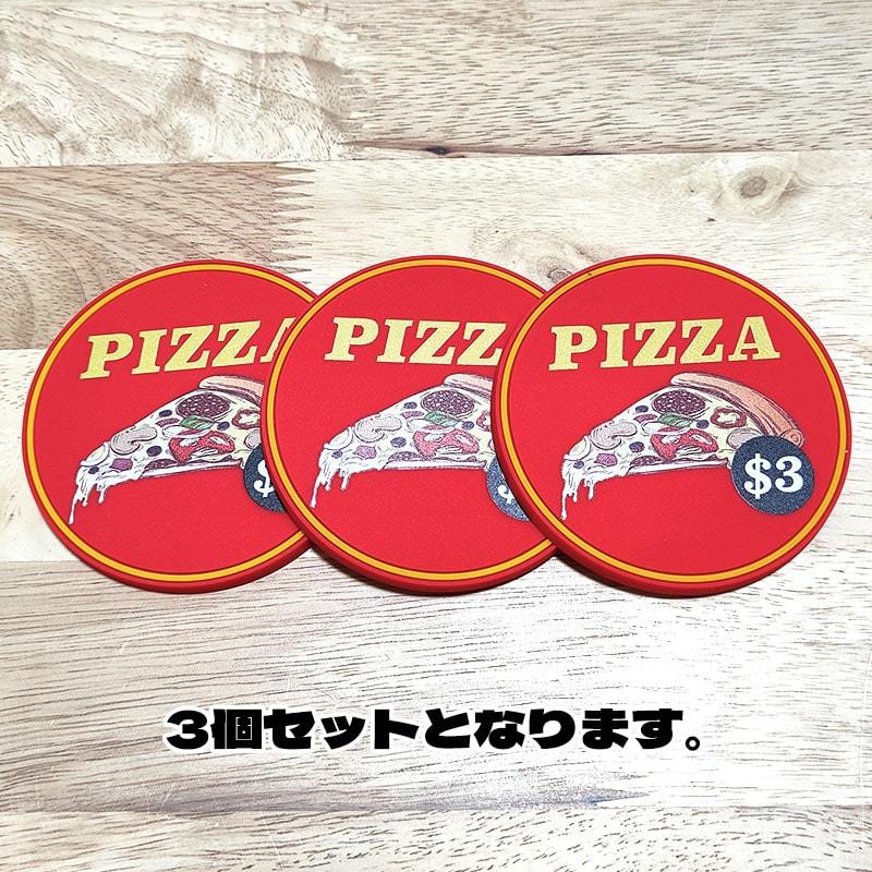 コースター ラバー PIZZA アメリカン 雑貨 ピザ かわいい ポップ レトロ アンティーク レッド インテリア おしゃれ カフェ バー_画像2