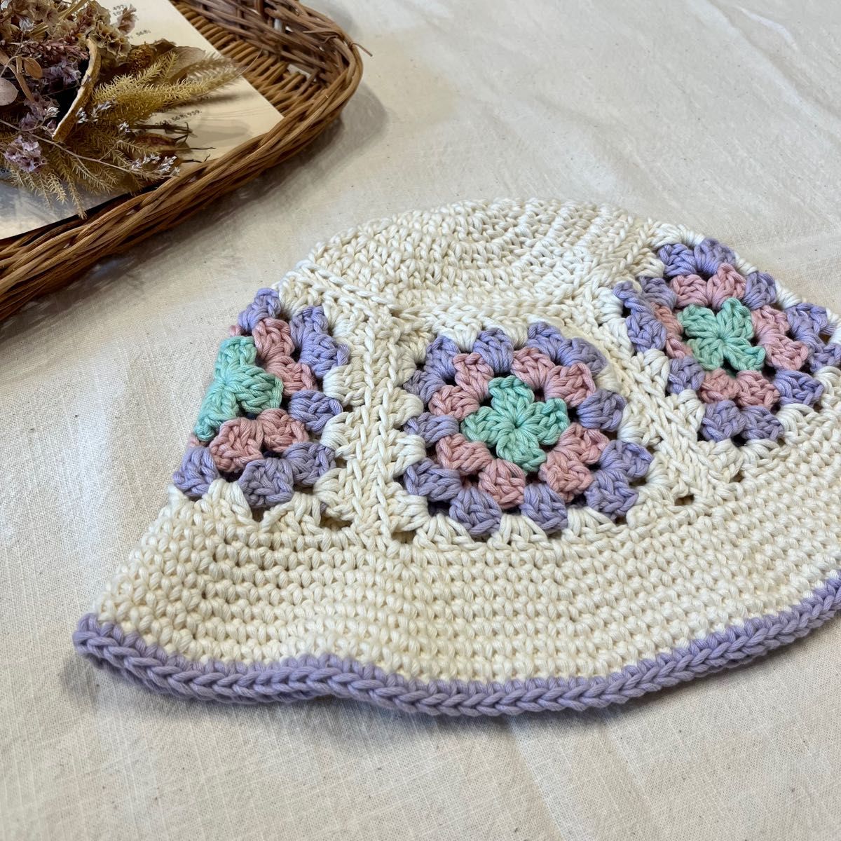 SALE！グラニースクエアハット キッズ 帽子 ハンドメイド
