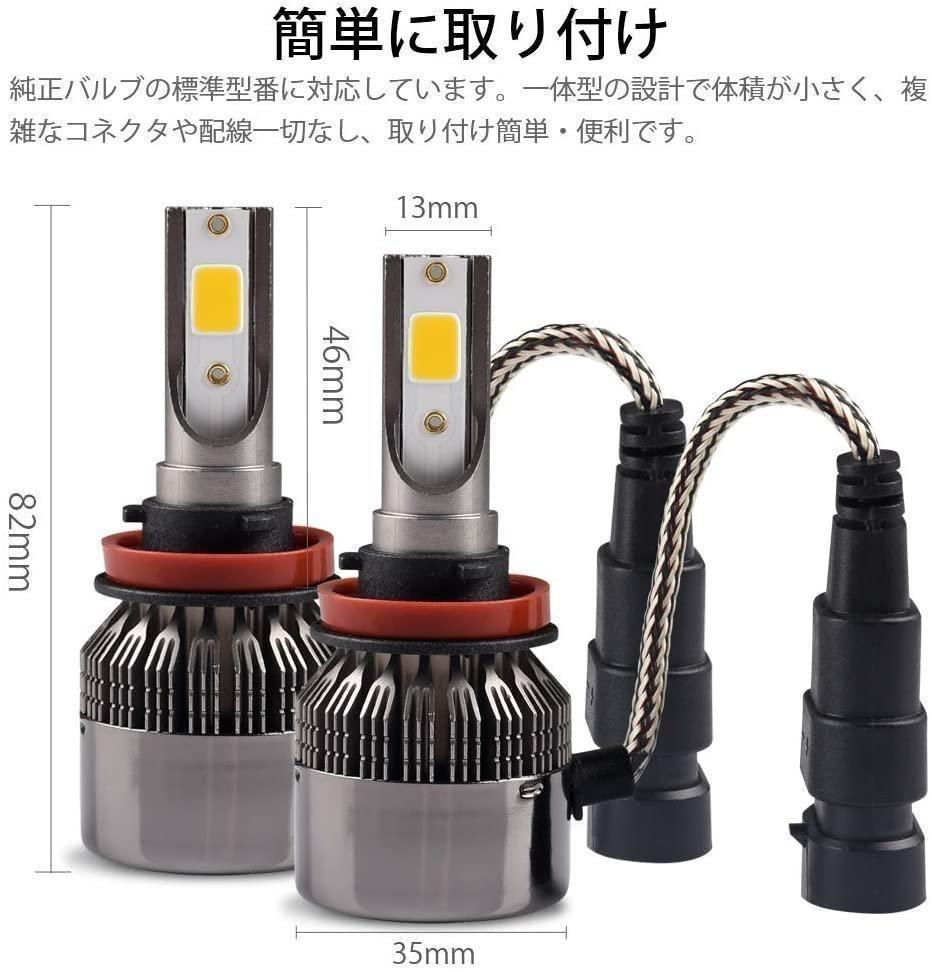 LED フォグランプ H8 H9 H11 H16 黄色 イエロー 冷却ファン内蔵