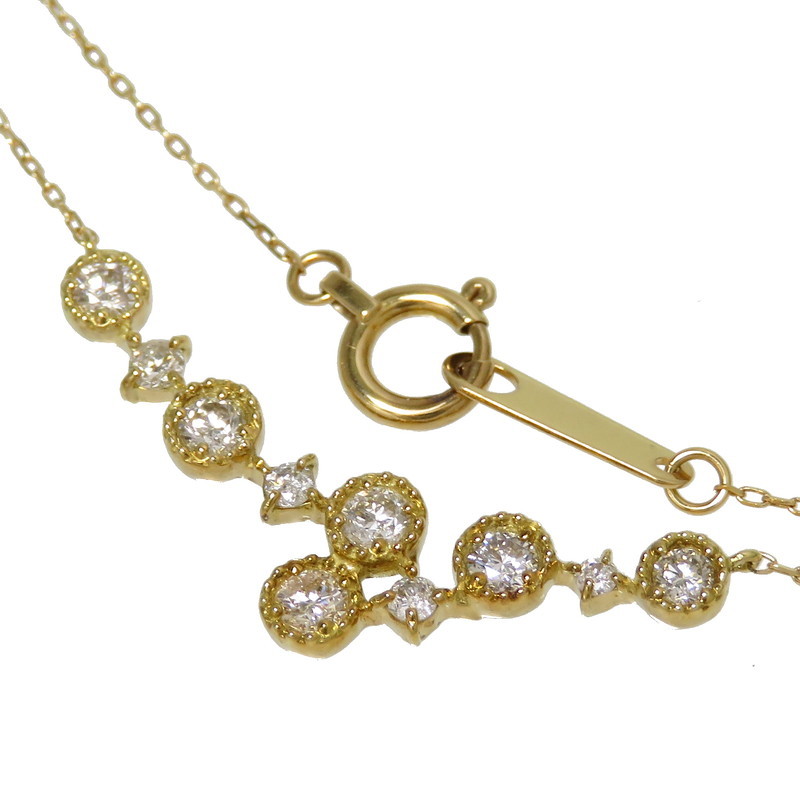 新しいスタイル ダイヤモンド 計0.30ct レディース 直線42cm 1.6g K18ゴールド ネックレス イエローゴールド