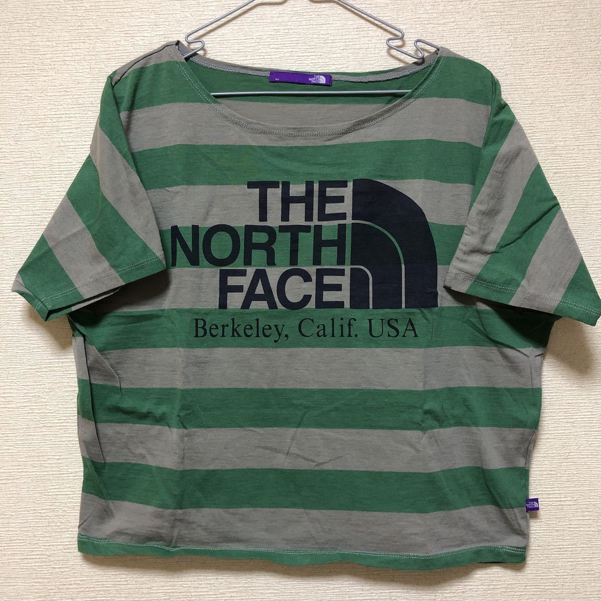 WS レディースS ノースフェイスパープルレーベル ストライプ ボートネック Tシャツ NTW3350N The North Face Purple Label_画像1