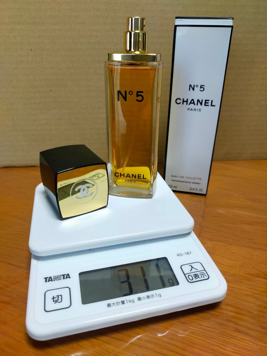 お安く♪残量95%、310g(^^ゞフルボトル 100mlトワレ「CHANEL No.5：ナンバーファイブ」EDT-SP（スプレー）全体美 _/_/交渉OK、匿名OK！_/_/_画像1