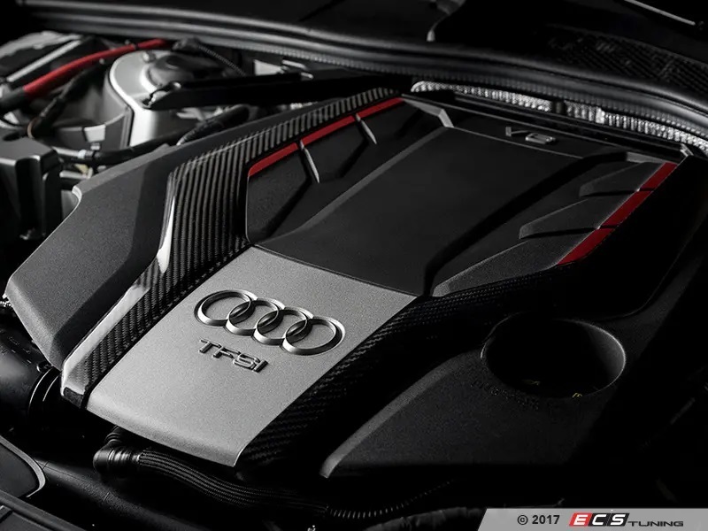 SALE!! ■■ Audi S4/S5 (B9) 3.0T カーボン製エンジンカバー Carbon Fiber Engine Cover Overlay Kit ECS Tuning製 ES#3969803 ■■_装着イメージ
