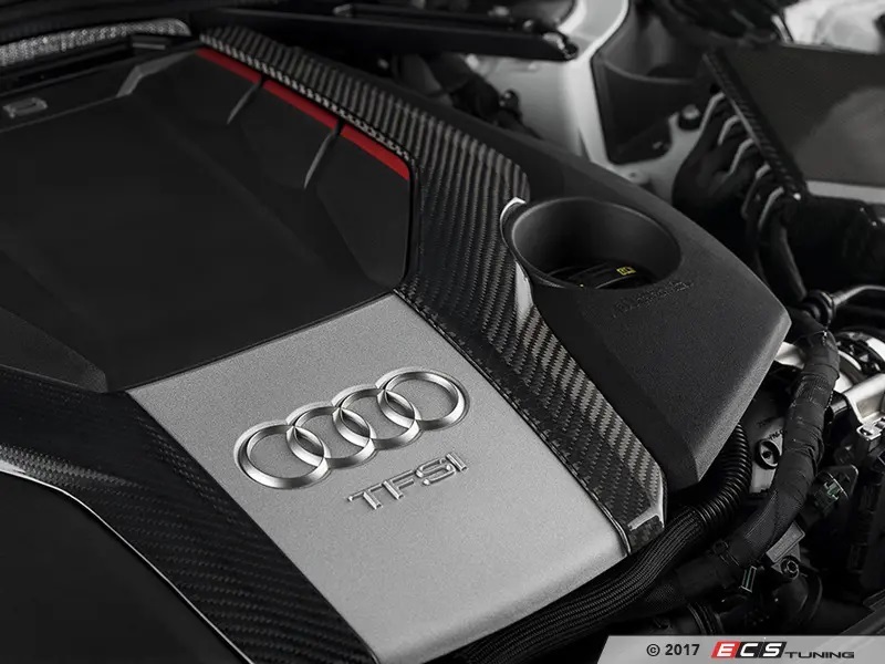 SALE!! ■■ Audi S4/S5 (B9) 3.0T カーボン製エンジンカバー Carbon Fiber Engine Cover Overlay Kit ECS Tuning製 ES#3969803 ■■_装着イメージ