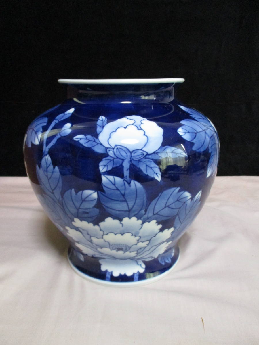 鶯】　秀峰作　花生　花瓶　茶道具　大き目花瓶　牡丹絵　壺　花器　共箱　未使用_画像2