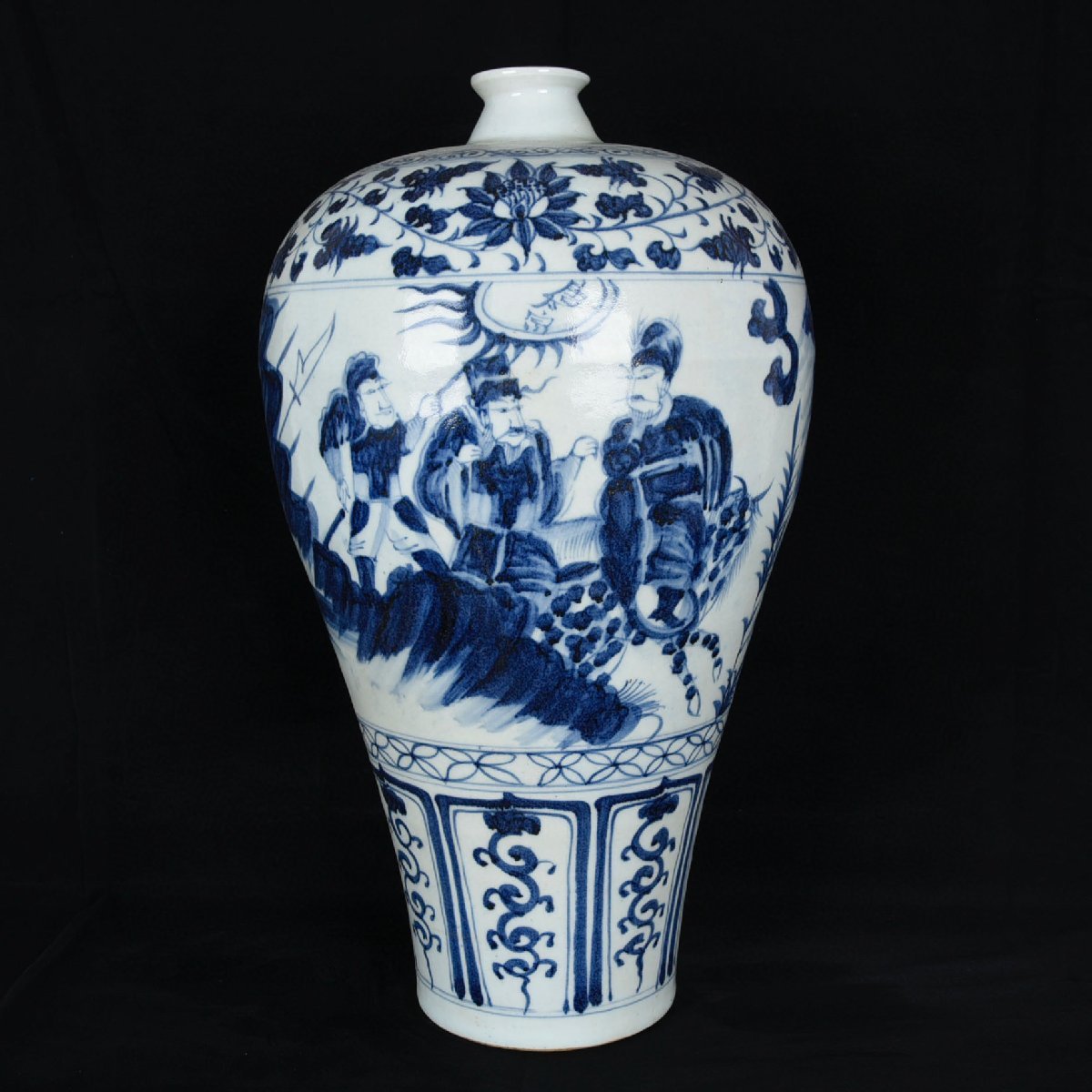 ◆古寳堂◆元 青花 成吉思汗 人物故事紋 梅瓶 古陶瓷品 極細工 古置物 古擺件 中国古美術 時代物 古董品