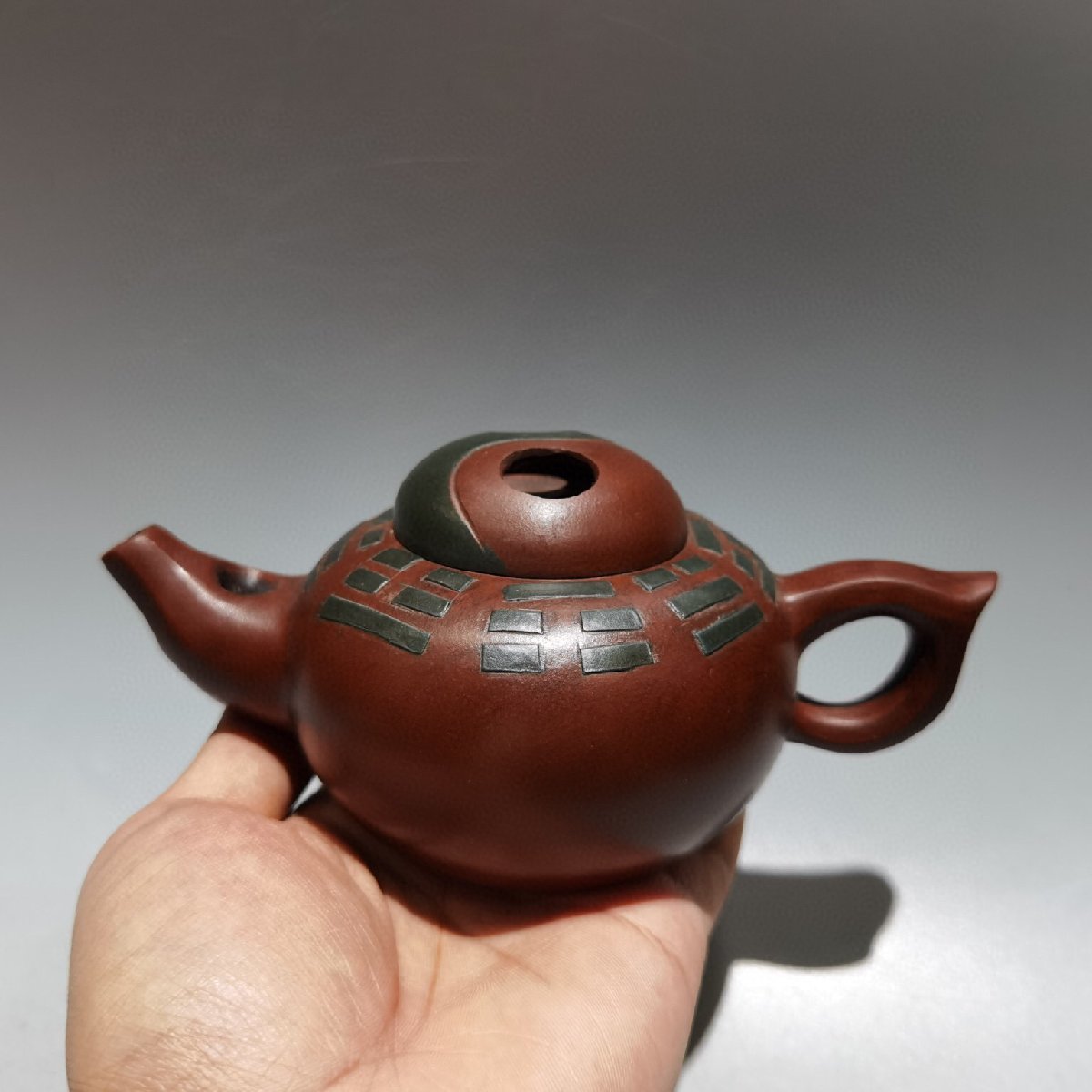 100%正規品茶具紅泥劉建平八卦壺紫砂壺◇古寳堂◇近現代茶道品古董品