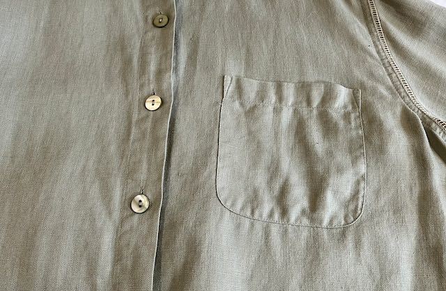 1990's units stand collar design linen L/S shirt リネンシャツ flax ビンテージシャツ　スタンドカラー_画像8
