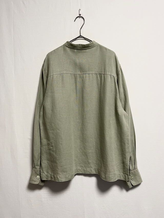 1990's units stand collar design linen L/S shirt リネンシャツ flax ビンテージシャツ　スタンドカラー_画像6