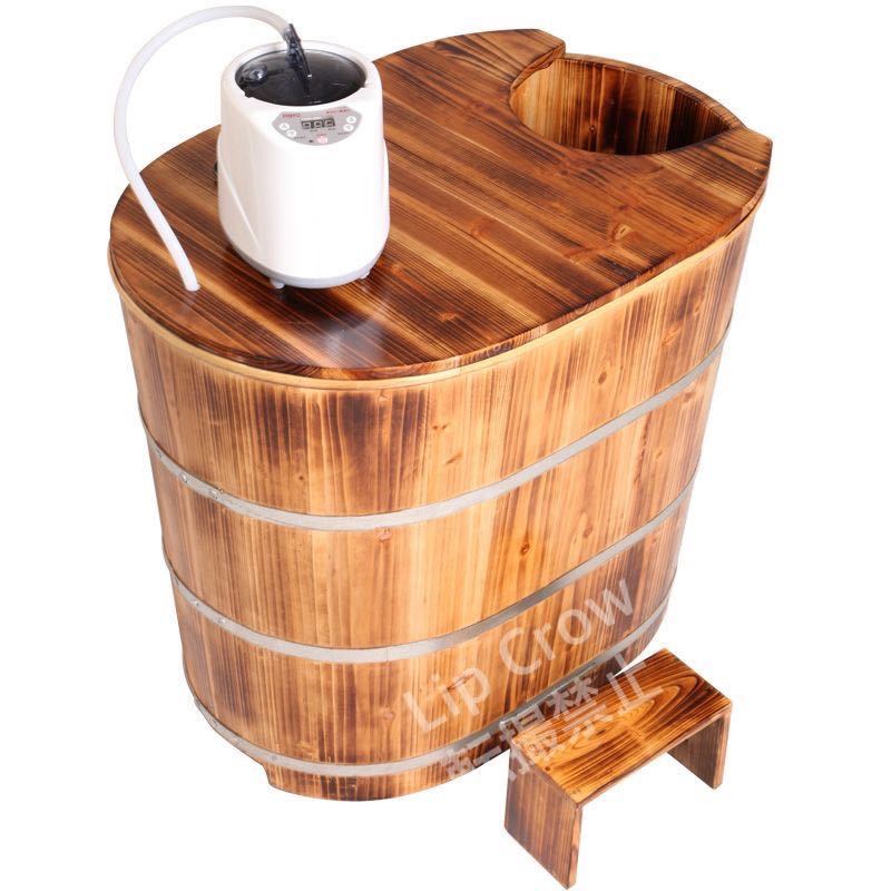 人気高級品質 実用品 厚い シャワーバケツ 木製 浴槽 湯桶 美容院 家庭用 お風呂 成人 風呂バケツ サウナ木製