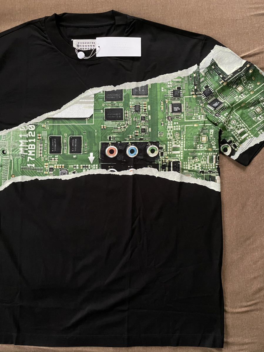 黒48新品46%off メゾンマルジェラ オーバーサイズ Motherboard Tシャツ 半袖 カットソー 20SS 48 M Maison Margiela 10 メンズ ブラック_画像5