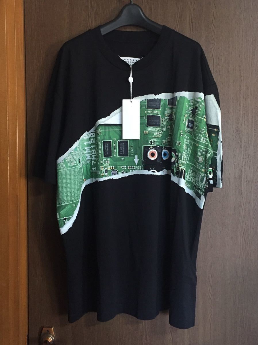 黒48新品52%off メゾンマルジェラ オーバーサイズ Motherboard Tシャツ 半袖 カットソー 20SS 48 M Maison Margiela 10 メンズ ブラック