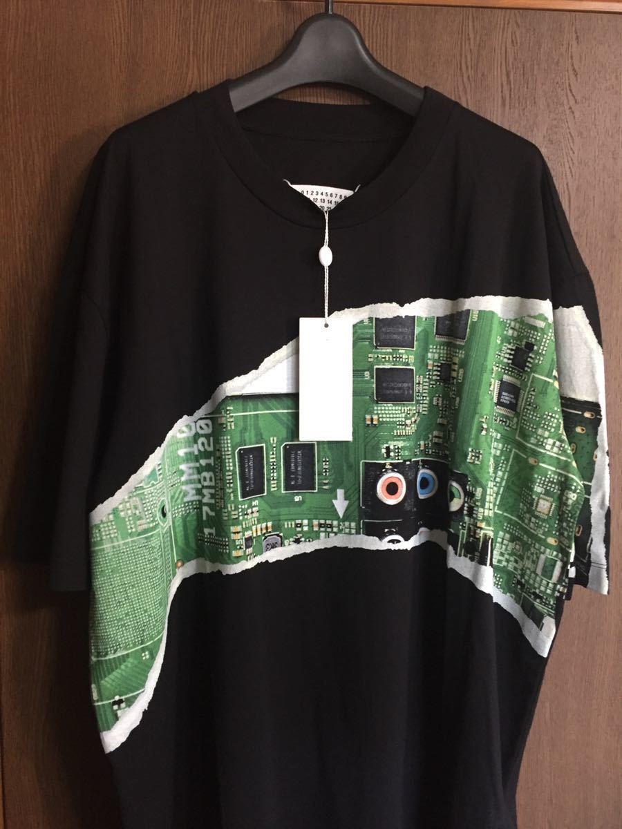 黒48新品46%off メゾンマルジェラ オーバーサイズ Motherboard Tシャツ 半袖 カットソー 20SS 48 M Maison Margiela 10 メンズ ブラック_画像2