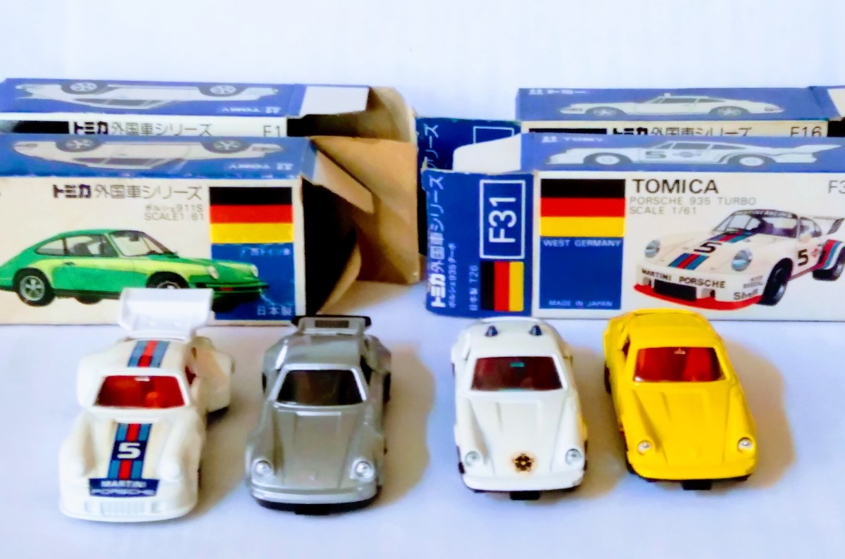 最前線の 当時もの美品!! トミカ青箱ポルシェセット 日本製