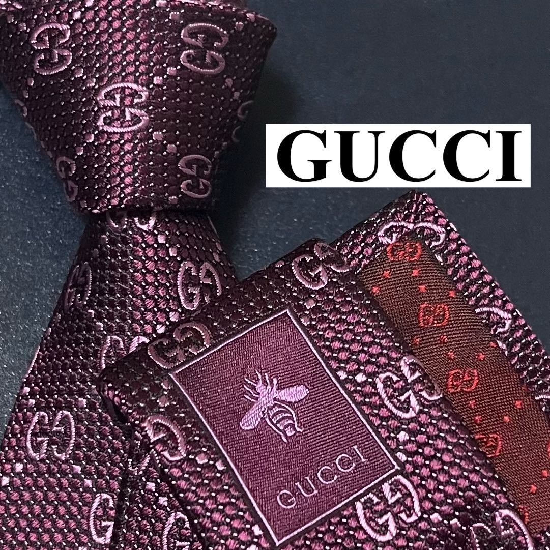 純正販売品 ✨極美品✨現行 GUCCI ネクタイ シルク シェリーライン