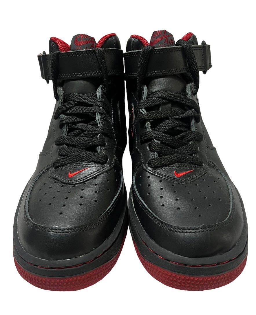 未使用品 02年 NIKE AIR FORCE 1 MID BLACK/BLACK-VARSITY RED エアフォース 1 ミッド 黒/赤 US9 27㎝_画像3