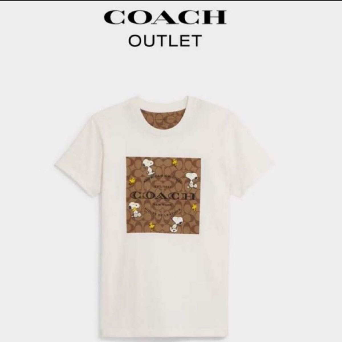 新品COACH スヌーピー限定品 Tシャツ シグネチャー 半袖Tシャツ WHITE コラボTシャツ 
