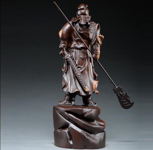 純手づくり彫刻 関羽像 精密彫刻 極上品 黒檀木 仏師で仕上げ品 武財神