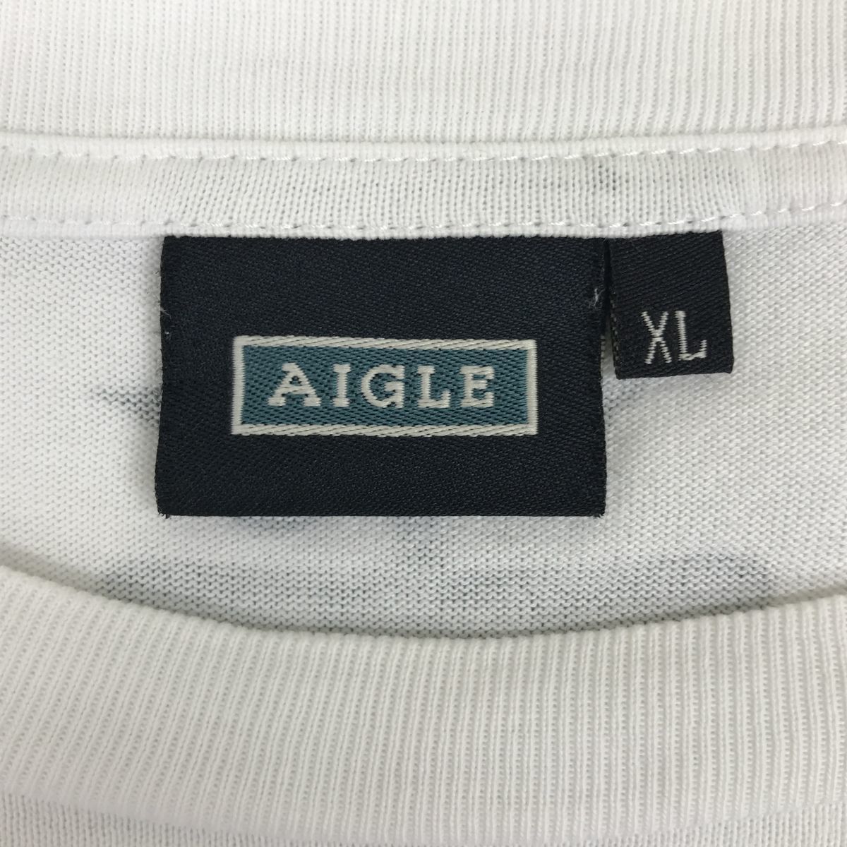 S371-U-N◆良品◆AIGLE エーグル Tシャツ 半袖 プリントT 草模様 自然 カジュアル アウトドア シンプル◆size XL ホワイト 綿100% 日本製_画像7