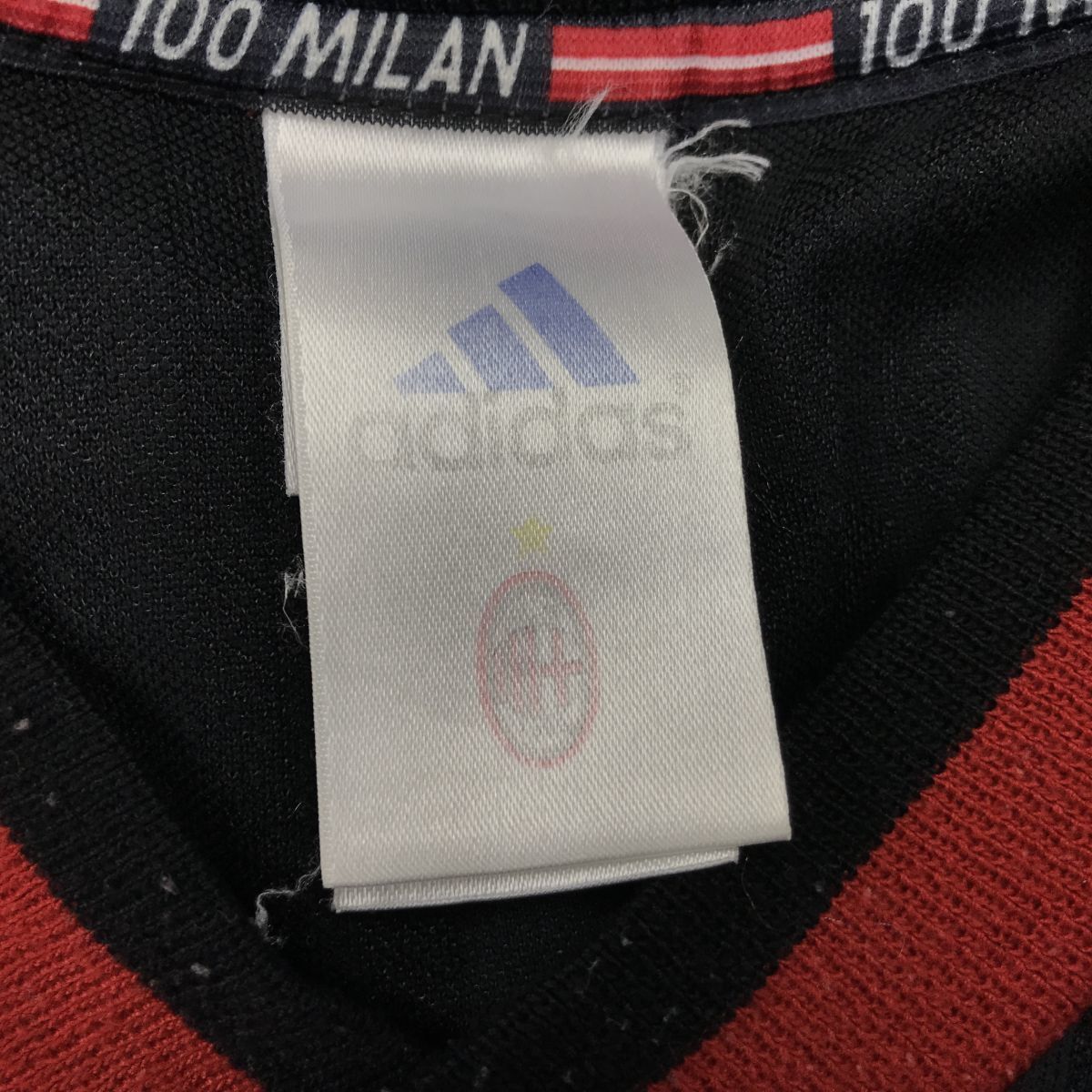 S2319-D◆old◆イタリア製◆ adidas AC Milan アディダス ACミラン 半袖Tシャツ ゲームシャツ サッカー OPEL ◆sizeM ブラック レッド ポリ_画像9