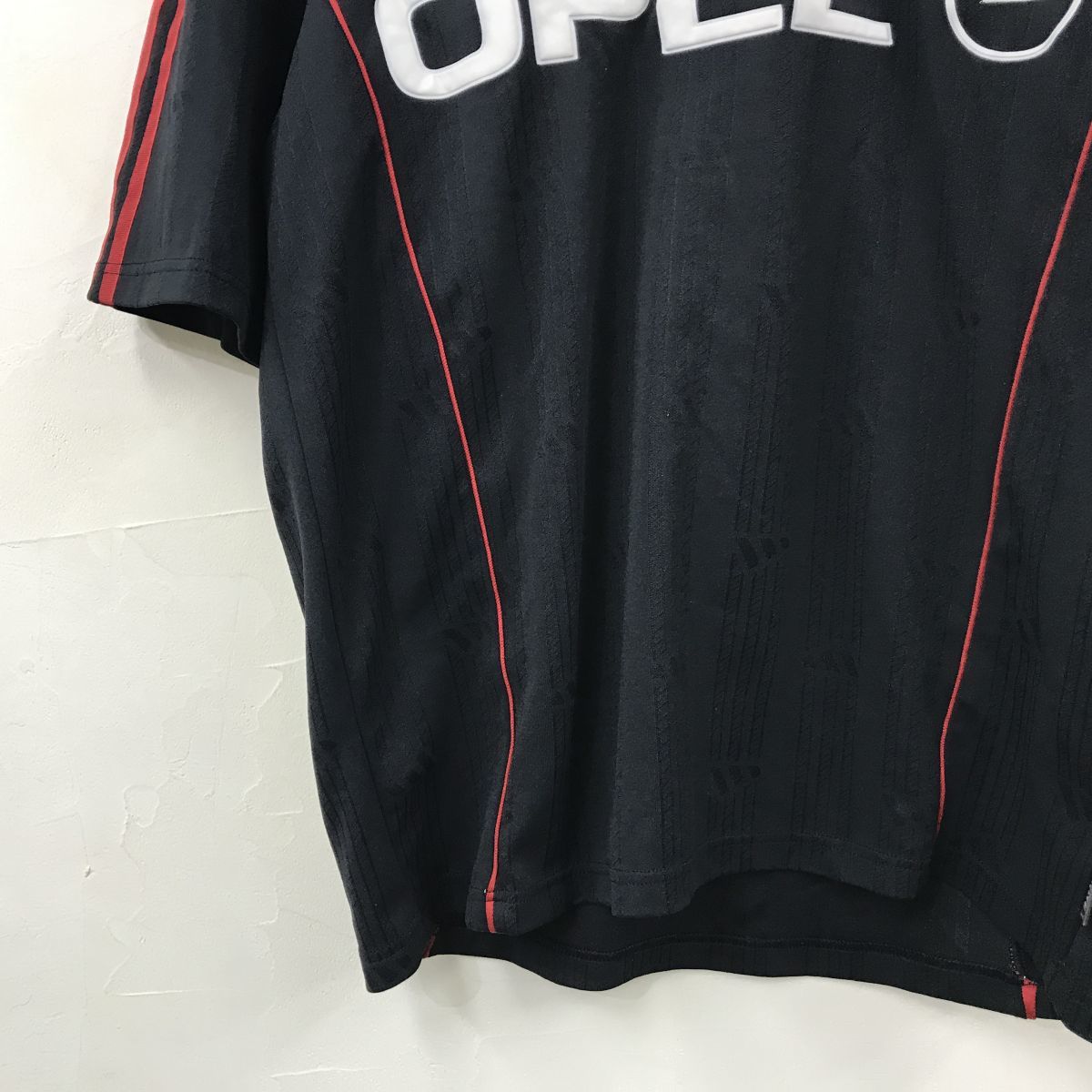 S2319-D◆old◆イタリア製◆ adidas AC Milan アディダス ACミラン 半袖Tシャツ ゲームシャツ サッカー OPEL ◆sizeM ブラック レッド ポリ_画像4