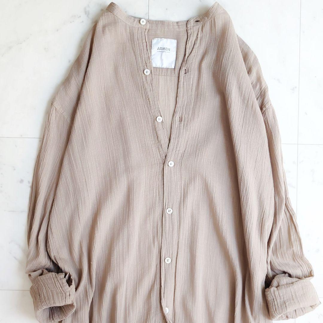 美品♪【希少L相当】アーメン ARMEN コットンガーゼシャツワンピース