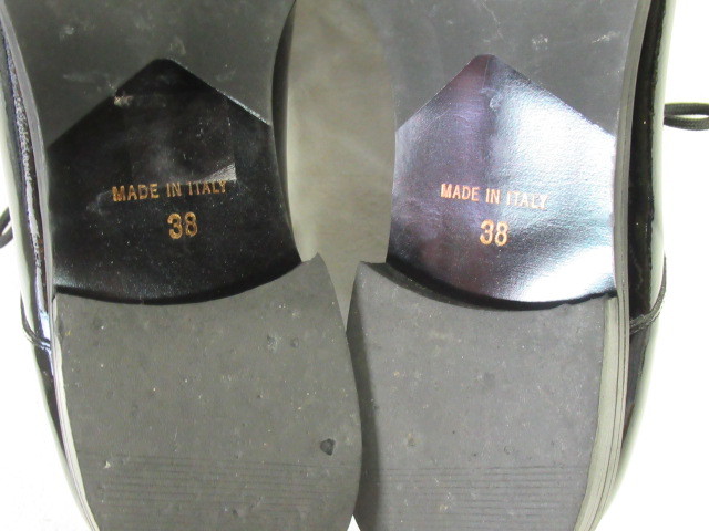◆INTER-CHAUSSURES インターショシュール ブラックエナメル シューズ ヒール2㎝ 靴 レディース 38 24cm/中古_画像9