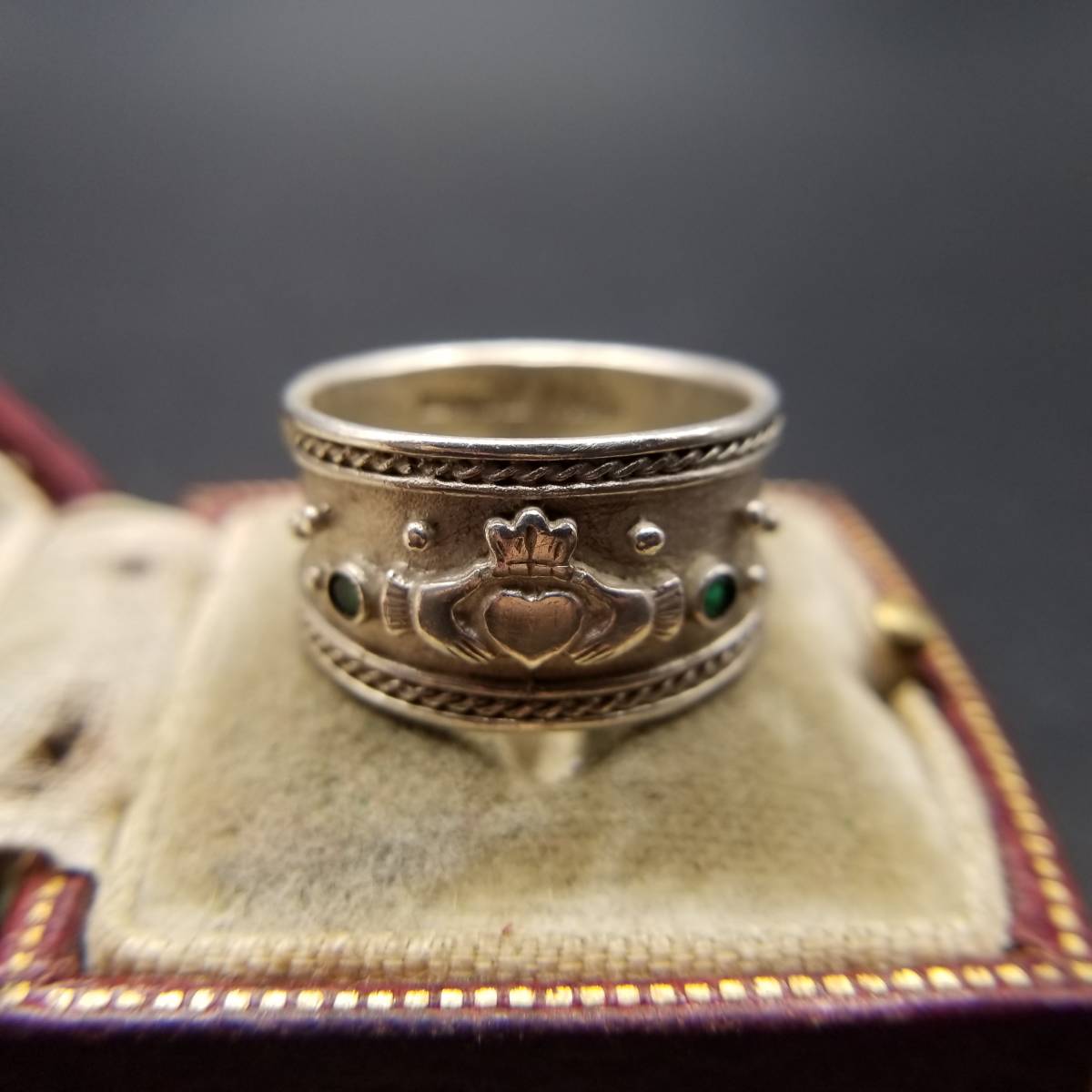 アイルランド ヴィンテージ JB工房製 クラダ バンドリング 925 シルバー 銀 指輪 アイリッシュ ケルト文化 伝統的デザイン Claddagh Y8-A