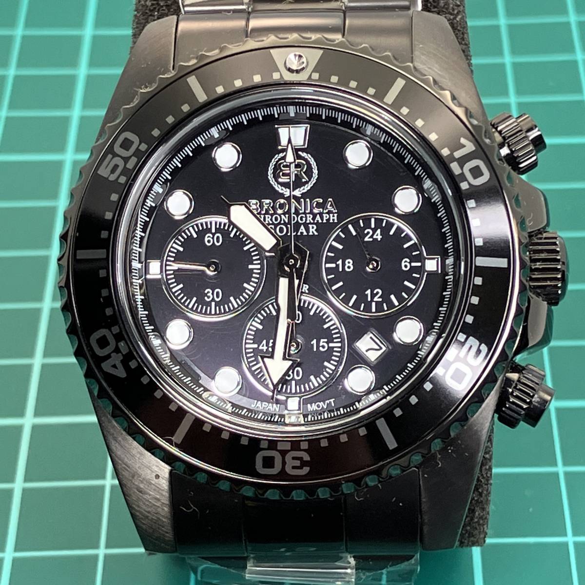 【新品　特価品】スタイリッシュな腕時計　BR-821-BBK　ソーラー駆動　#BR-01