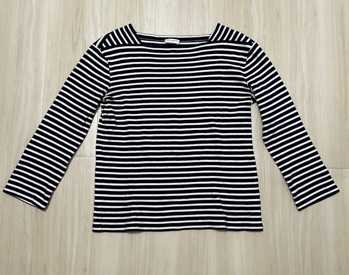 登坂広臣さん着用 14SS サンローランパリ ボートネック ボーダーロンT XSサイズ Saint Laurent Paris エディスリマン ロングTシャツ 2014_画像1