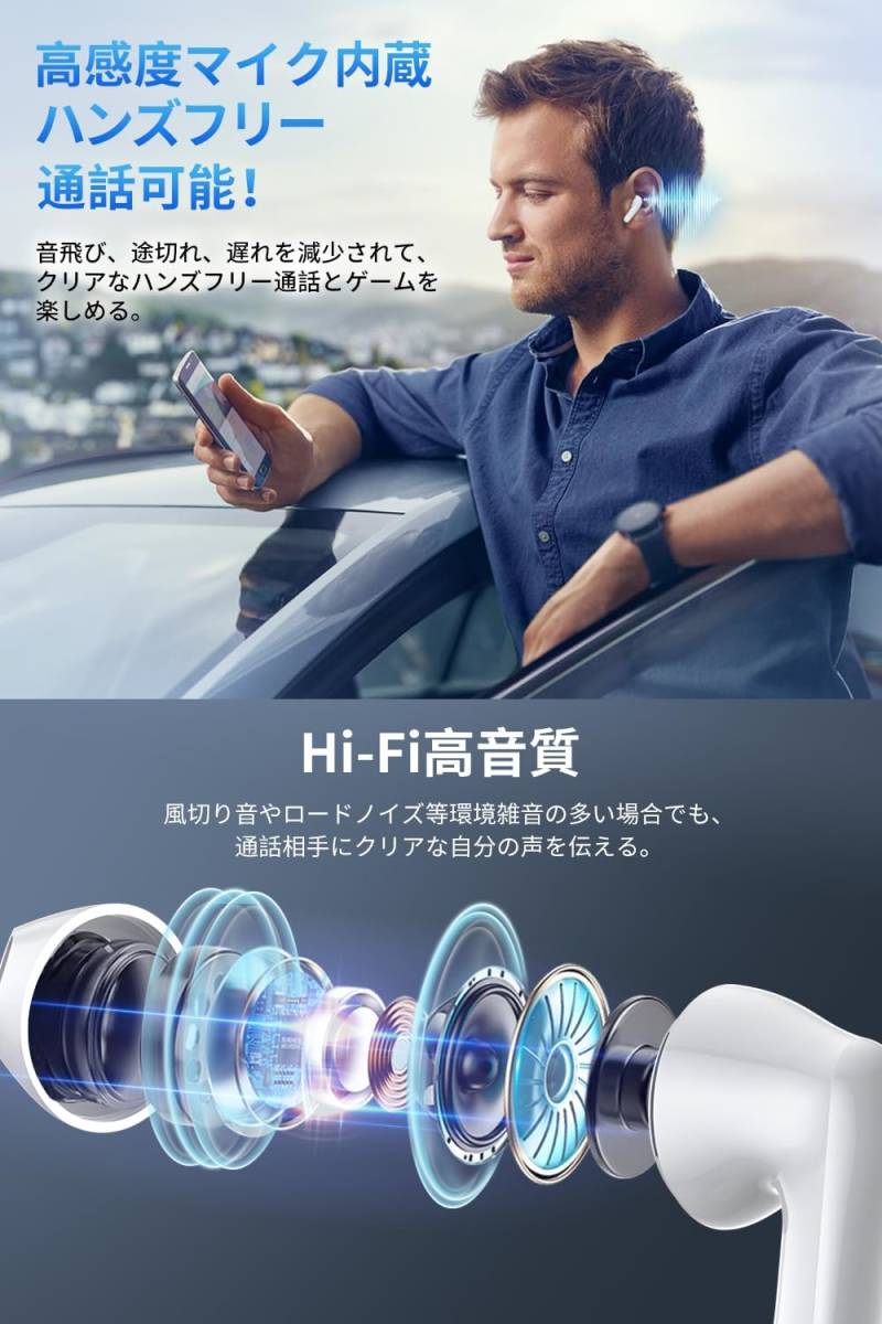 「2023 新型 Bluetooth5.3 」Bluetooth イヤホン ワイヤレスイヤホン ブルートゥース LEDディスプレイ表示 ぶるーとぅーすイヤホン_画像4
