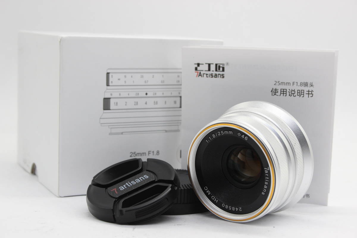 【返品保証】 【元箱付き】七工匠 7artisans HD MC 25mm F1.8 FX-Mount 前後キャップ付き レンズ C7955_画像1