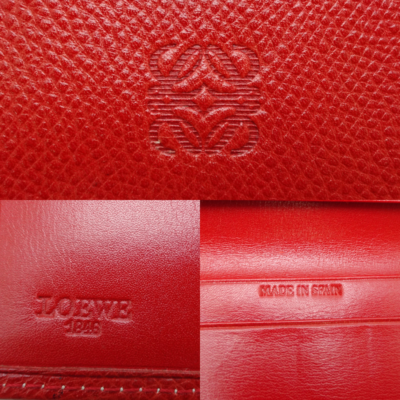 ［飯能本店］LOEWE ロエベ Ｗホック財布 長財布 レザー レッド レディース DH76015_画像6