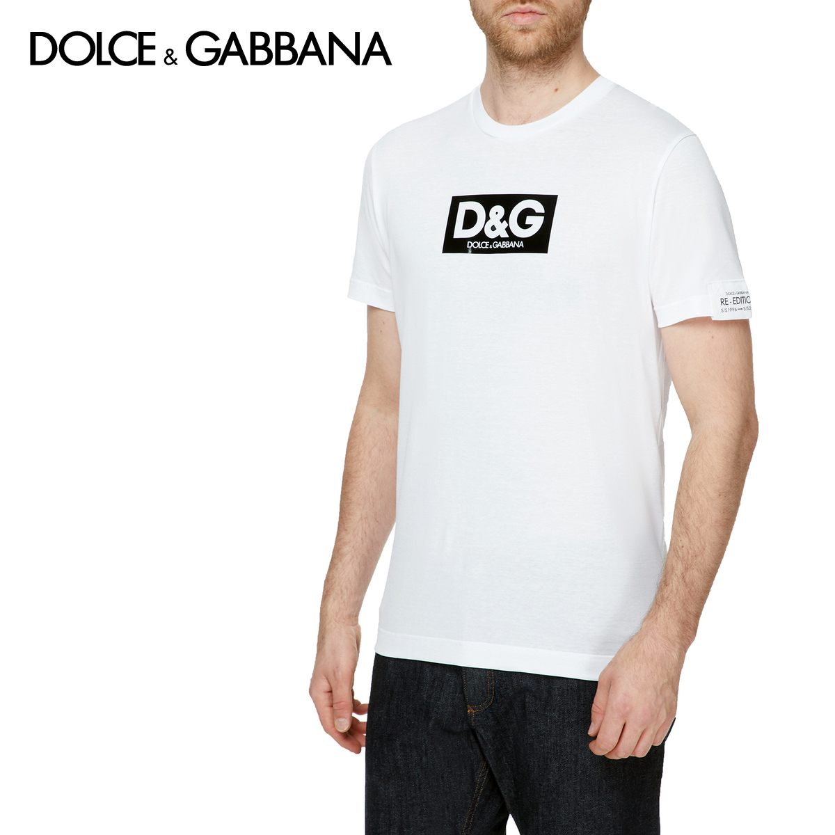 送料無料 2 DOLCE&GABBANA ドルチェ＆ガッバーナ G8QI4T FU7EQ ホワイト Tシャツ カットソー 半袖 size 50_画像1