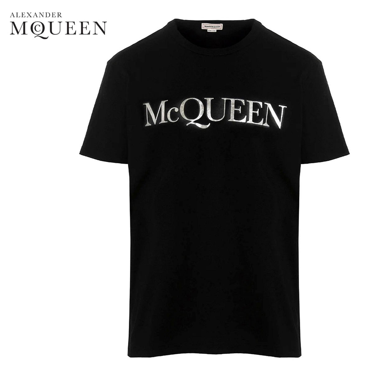 送料無料 1 Alexander McQUEEN 727266QUZ08 ブラック オーバーサイズ Tシャツ カットソー ロゴ 半袖 size L