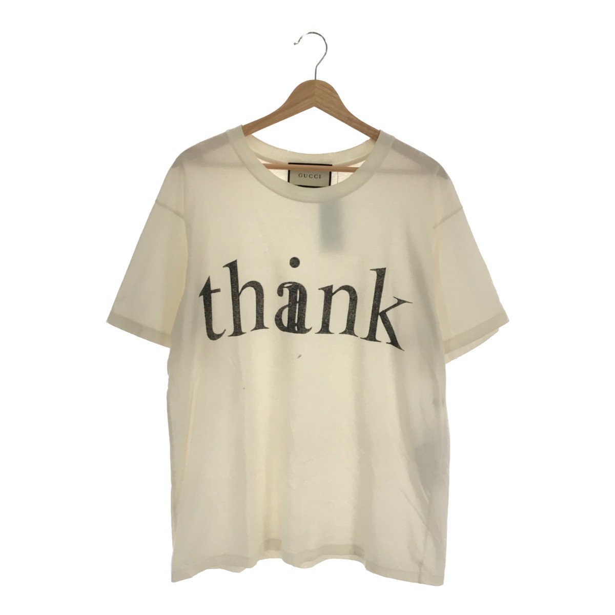 GUCCI グッチ 【men5121D】 Think Thank T-Shirt 616036 Tシャツ 半袖 ヴィンテージ加工 ホワイト ロゴ メンズ コットン S VA