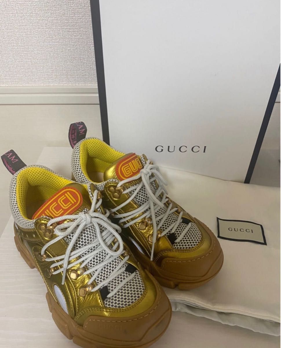 GUCCI スニーカー　ゴールド　フラッシュトレック　厚底　36 