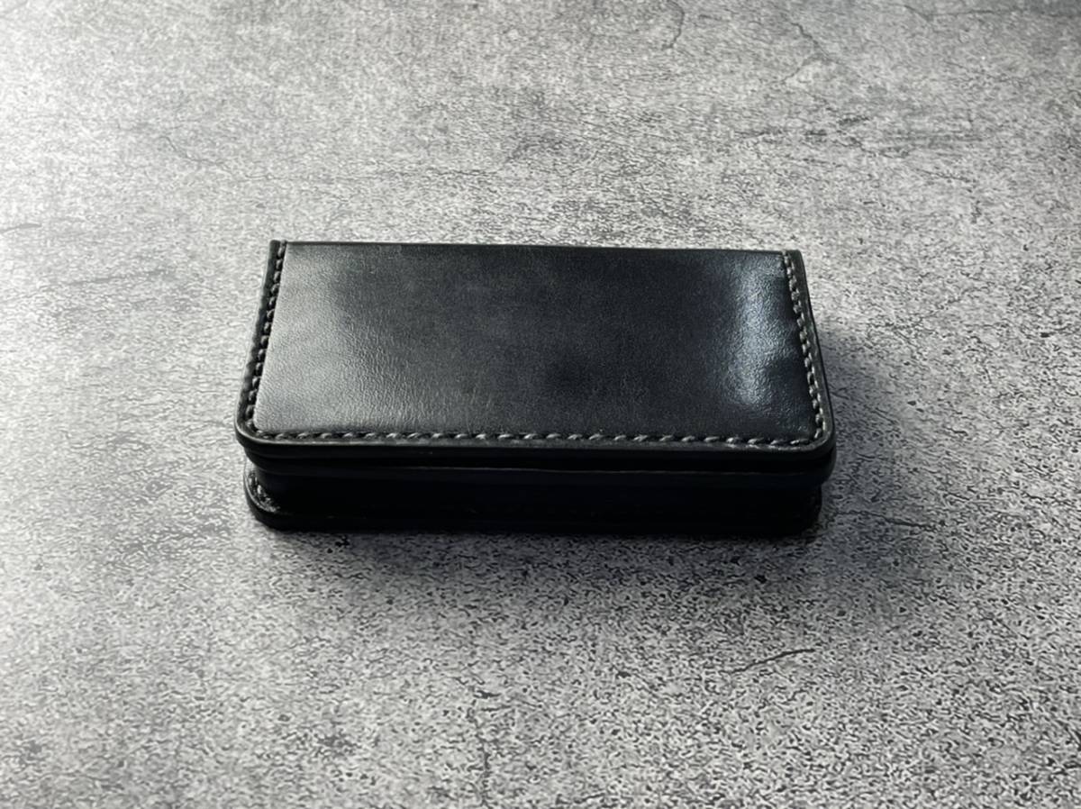 [ рука .] черный чёрный натуральная кожа коробка type футляр для визитных карточек кейс (35 листов примерно место хранения )
