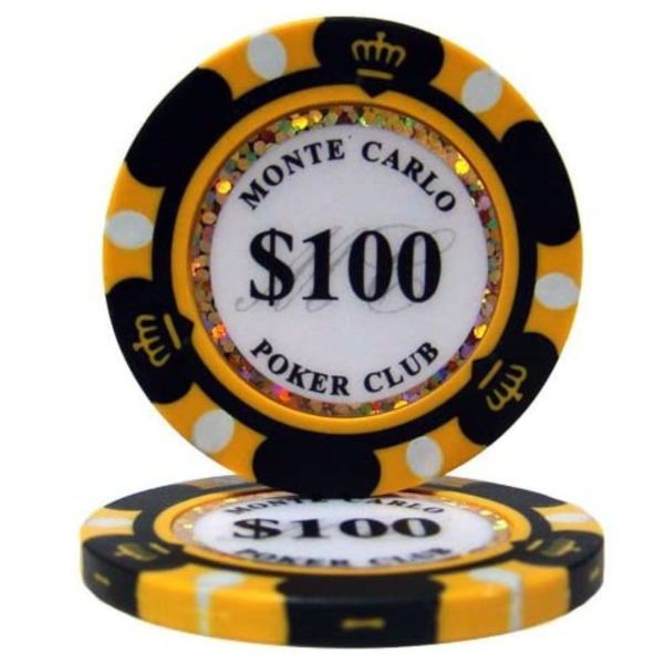 25枚セット $100 ポーカーチップ モンテカルロ カジノ コイン クレイ