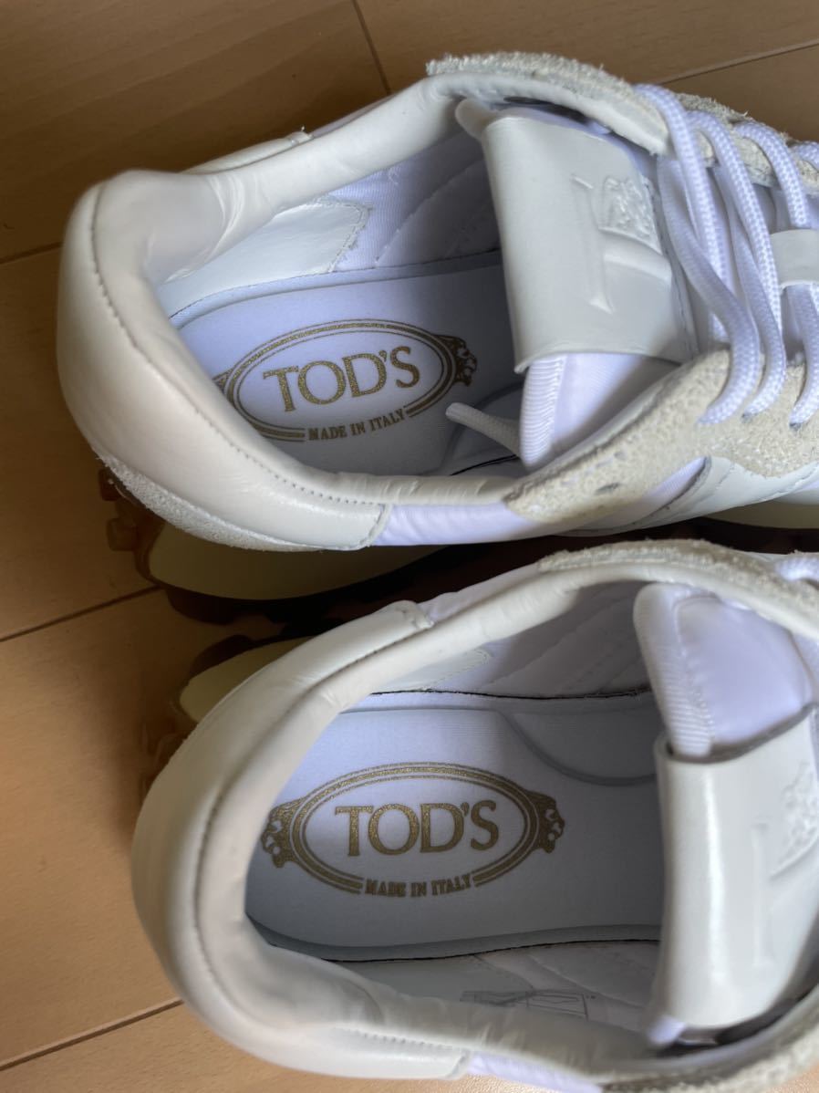 【未使用品】現行モデル 定価11万 Tod's トッズ レディース スニーカー ホワイト レザー ナイロン ブランドの画像7