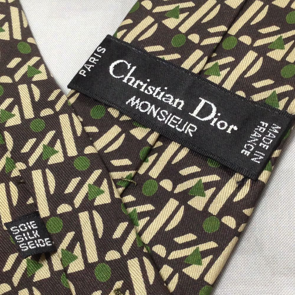 クリスチャンディオール Christian Dior 美品 未使用品 微光沢 ネクタイ フランス製 シルク100% ミックス W-008079 ゆうパケット_画像6