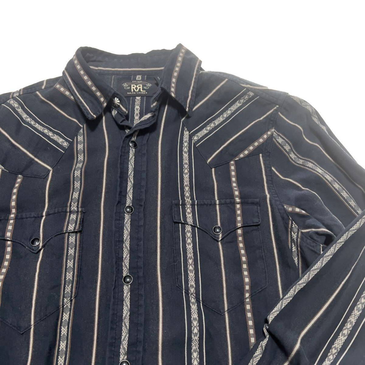 人気デザイナー 【名作】RRL ウェスタンシャツ ストライプ セラーぺ