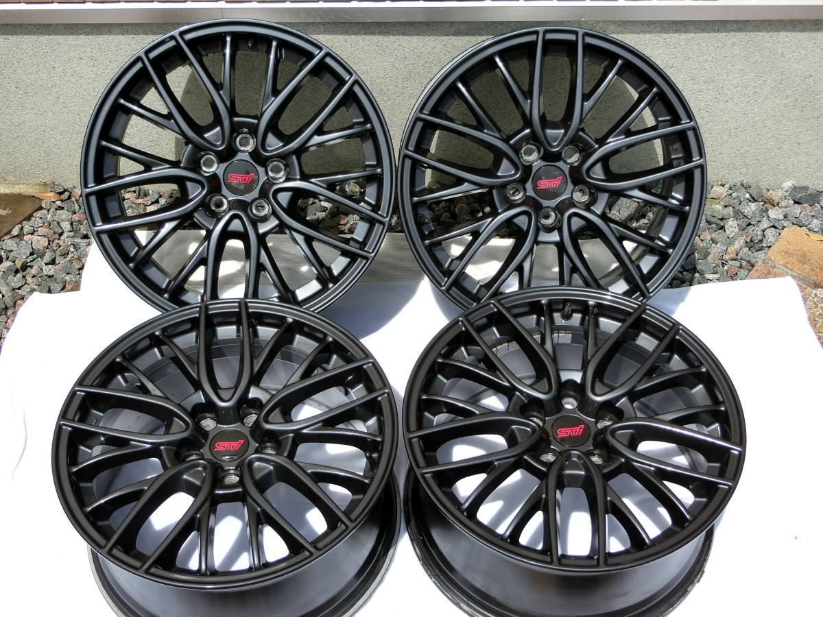 WRX STI正品鋁合金輪轂4套溝通刮痕無漂亮商品18英寸8.5j +55 VAB VAG VMG VM4 <Br> WRX STI 純正 アルミホイール 4本セット ガリ傷なし 美品 18インチ 8.5j ＋55 VAB VAG VMG VM4