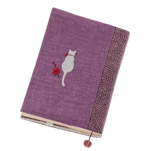 * white cat . plum * library book@ size book cover { pink |. attaching }