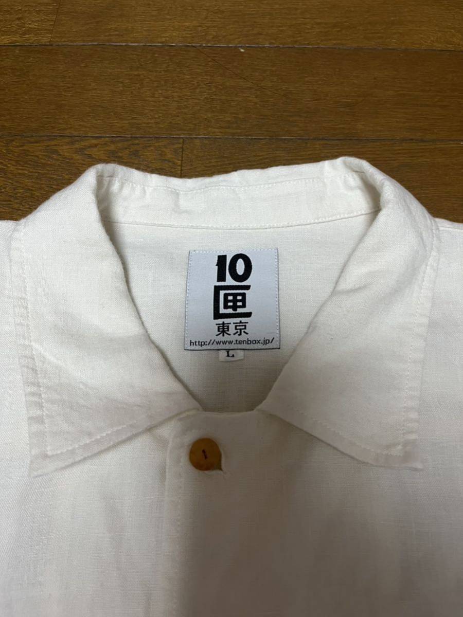 【美品sizeL】TENBOX 10匣 テンボックス 半袖シャツ San Antonino SHIRT リネンシャツ ホワイト 白 WHITE_画像2
