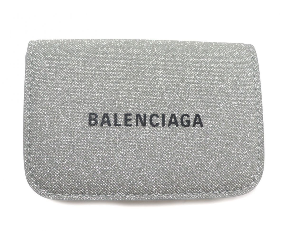 未使用品☆BALENCIAGA バレンシアガ 593813 CASH ロゴ入 三つ折り財布