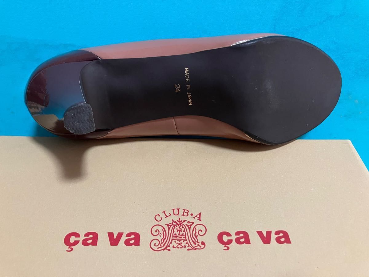 【送料無料】cava cava サヴァサヴァ/エナメルパンプス/ピンク/ブラウン/ツートーン/24cm/ヒール約6cm【匿名配送】