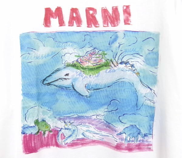 新品★定価6.49万★MARNI マルニ★ロゴ Tシャツ★42★オーガニックコットン★イタリア製★オーバーサイズ★Flaminia Veronesi★白★クジラ_画像2